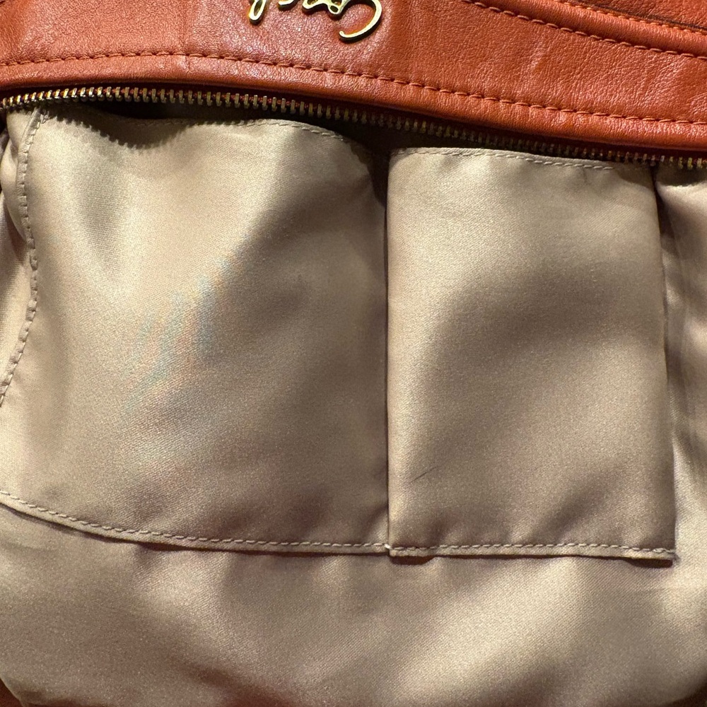 Coach Leather Pleated Shoulder Handbag Purse Coral - Picture 8 of 8
